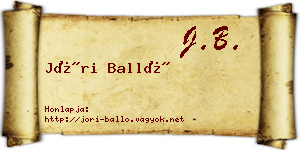Jóri Balló névjegykártya